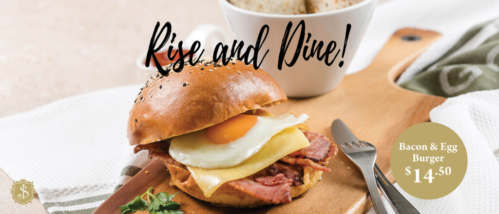 Rise and Dine... with our Bacon and Egg Burger